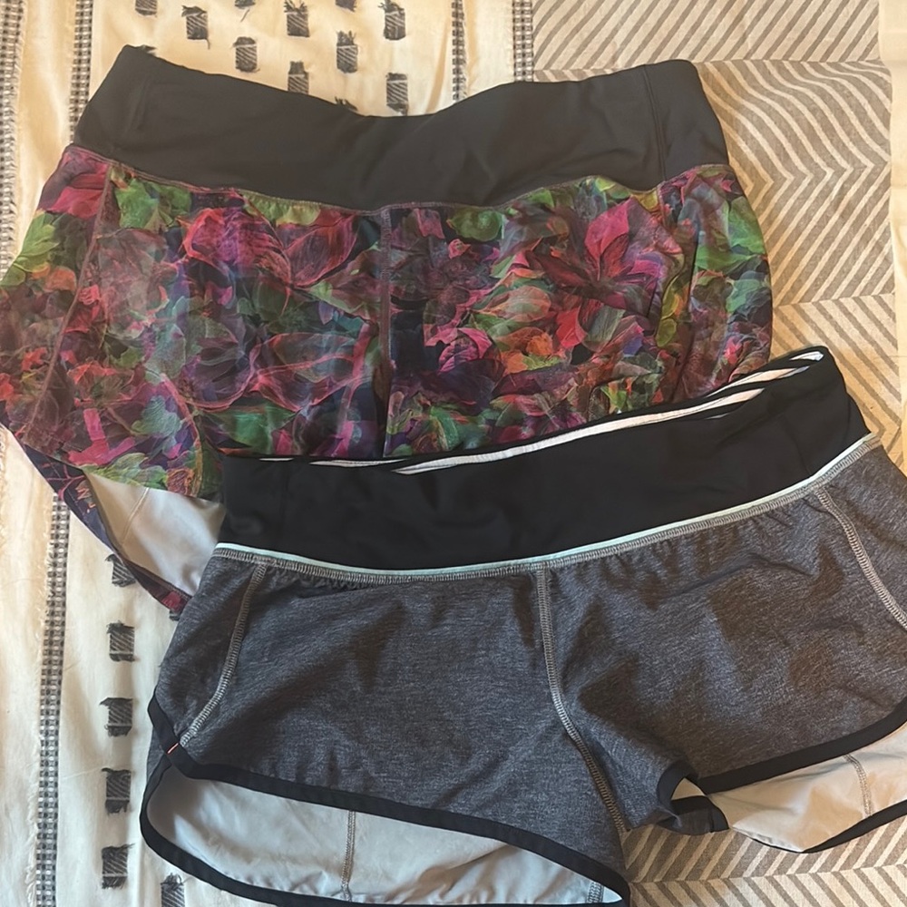 Two Lululemon Athletica Purple and Gray Athletic Shorts 8 M